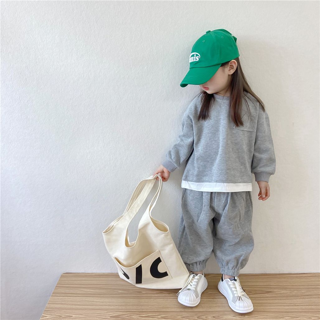 Girls spring and Autumn suit 2022 new children fashion foreign style sports hoodie two sets of baby autumn a complete set