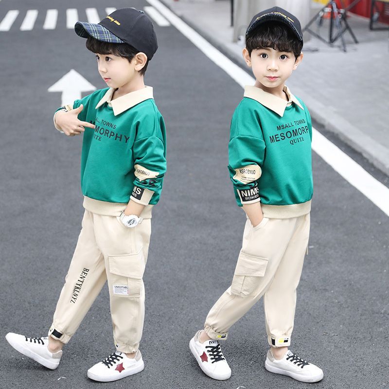 童装男童秋装套装2023新款男孩韩版运动春秋款儿童洋气两件套衣服