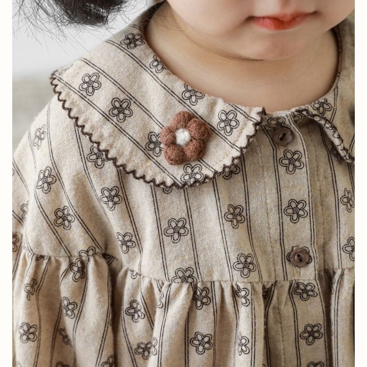 Spring children's loose shirt retro printing baby girl autumn Korean casual top trendy girl's cotton shirt