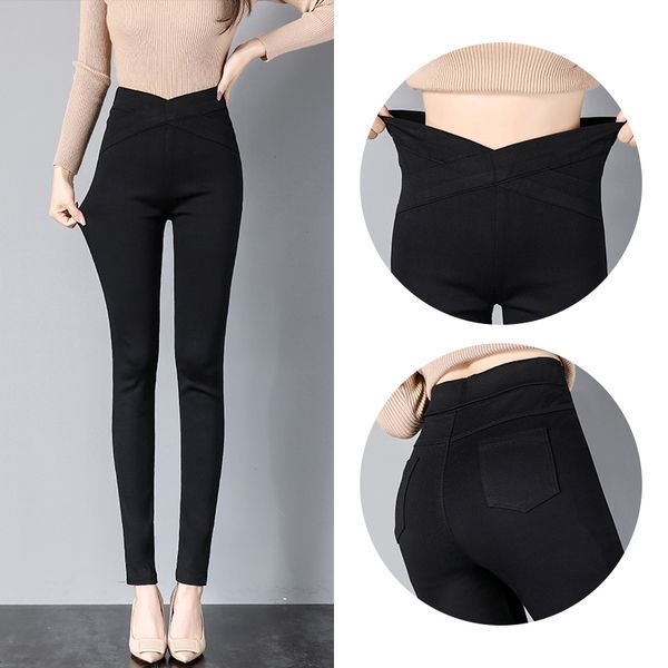 2022 autumn and winter new products pencil pants high waist slim all-match leggings outerwear slim black pencil trousers women