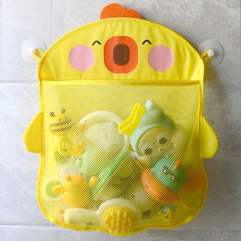 卫生间玩具收纳袋小黄鸭浴室宝宝洗澡玩具滤水网袋壁挂式收纳袋子