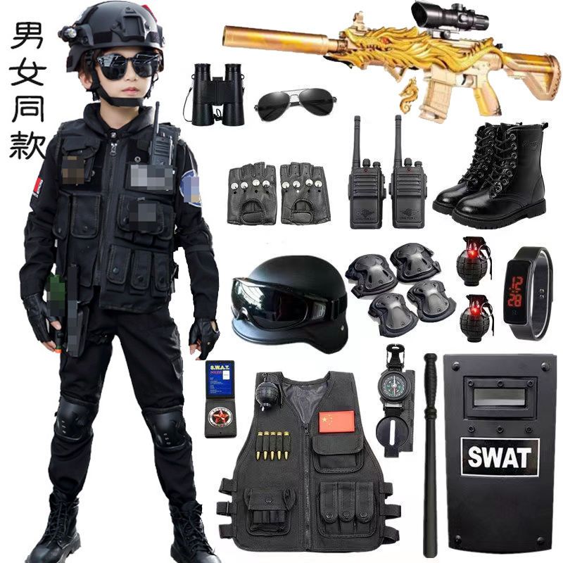 吃雞裝備長袖全套男女童特種兵玩具槍套裝寶寶特警衣服兒童戶外CS