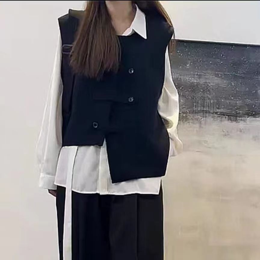 Autumn new women's pure desire wind jacket vest vest jacket Korean button design sense sweater v-neck cardigan