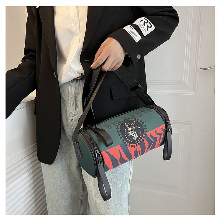2024 neue Marke frauen Mode Leinwand Crossbody Brust Casual Große Kapazität Nylon Zylinder Tasche_voghion.com