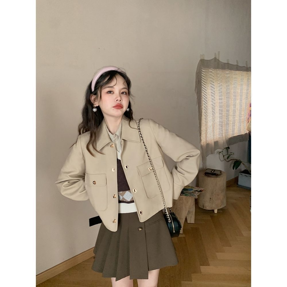韓版時髦皮衣短外套女秋冬2022新款休閒機車服夾克上衣寬鬆顯瘦潮