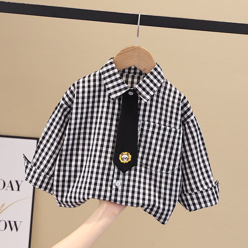 Boys' shirts 2022 new foreign style spring and autumn children's autumn long-sleeved fashion small and medium-sized children's spring clothes handsome children's clothes [end on December 29]