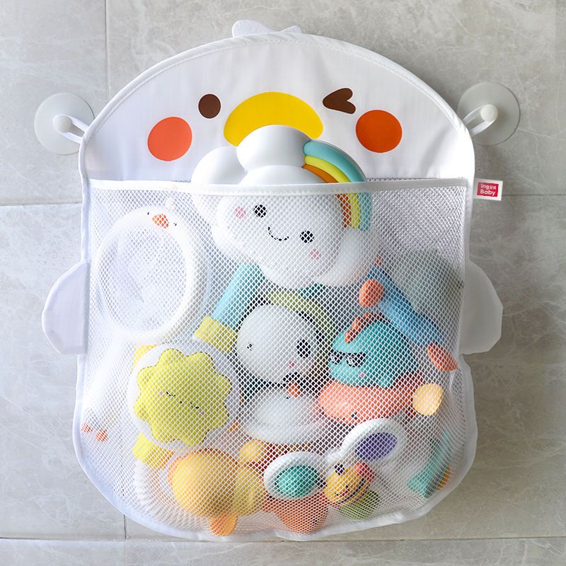 卫生间玩具收纳袋小黄鸭浴室宝宝洗澡玩具滤水网袋壁挂式收纳袋子