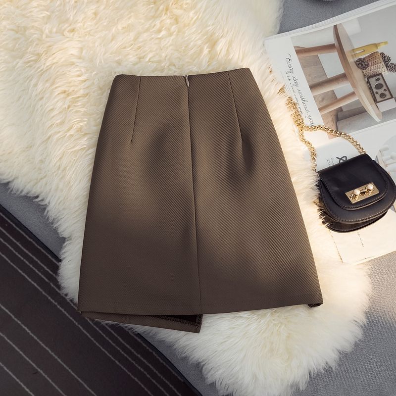 Irregular suit and skirt women's autumn anti-skid high waist A-line bag hip skirt with a sense of design is thin and small short skirt [end on December 28]