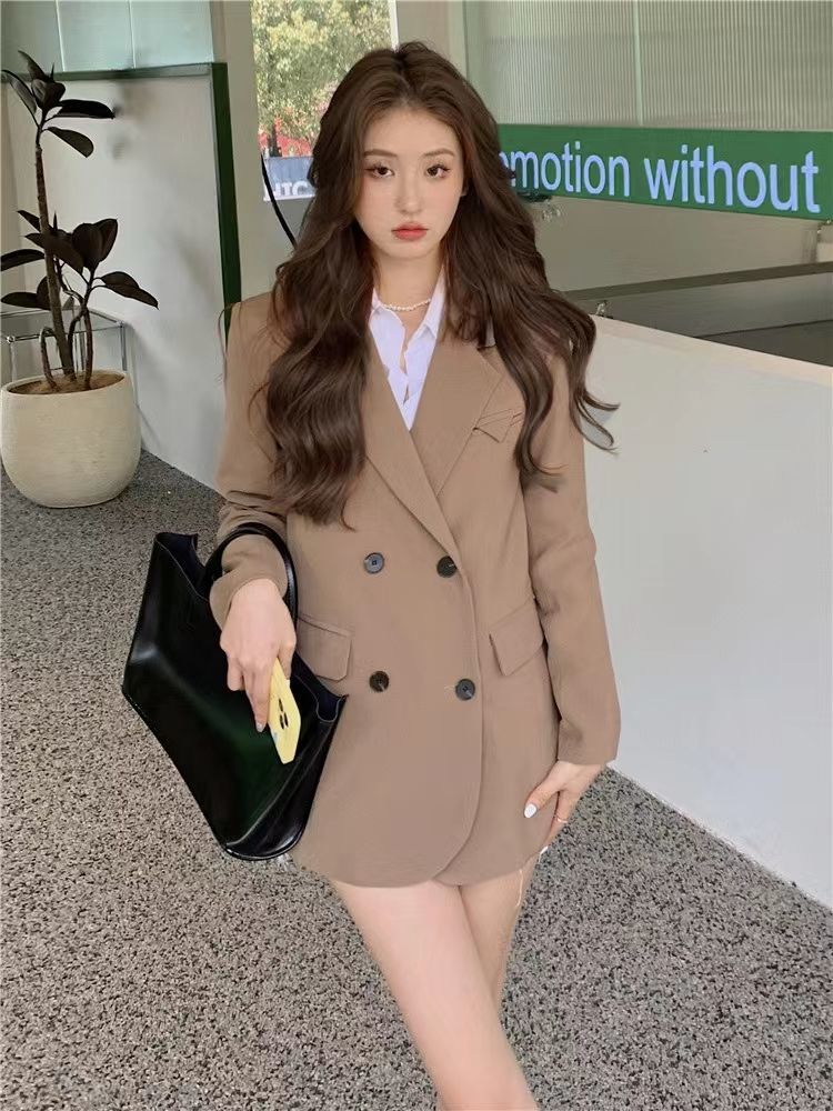 Off-white high-end design small suit jacket women's 2022 spring and autumn new casual double-breasted small suit