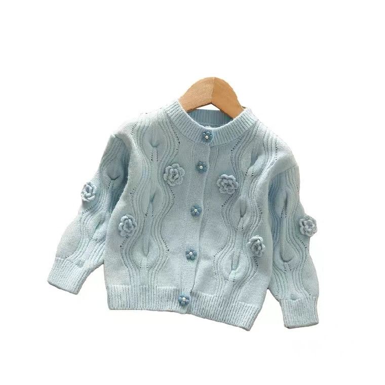 Girls knitted cardigan foreign style 2023 autumn new Korean version baby girl sweater coat children's children's clothing tide