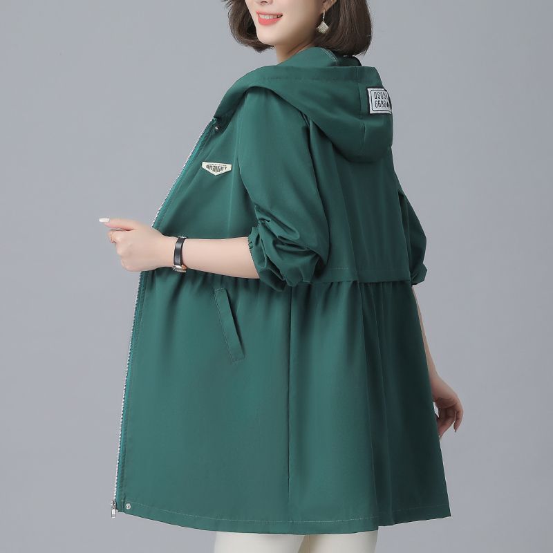 [80-200 catties] large size windbreaker coat women's mid-length 2022 new spring and autumn middle-aged mother autumn jacket