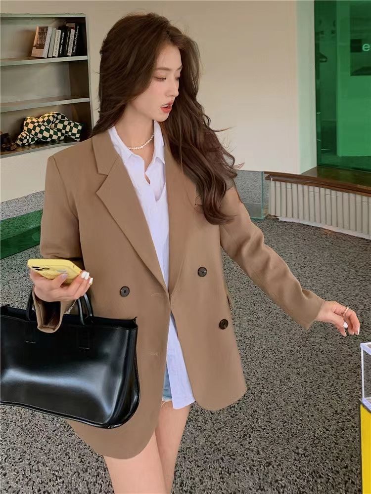 Off-white high-end design small suit jacket women's 2022 spring and autumn new casual double-breasted small suit