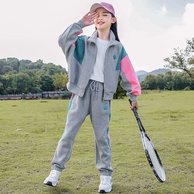 女童春裝套裝2023新款洋氣女裝大童運動潮12歲女孩時尚兩件套春秋