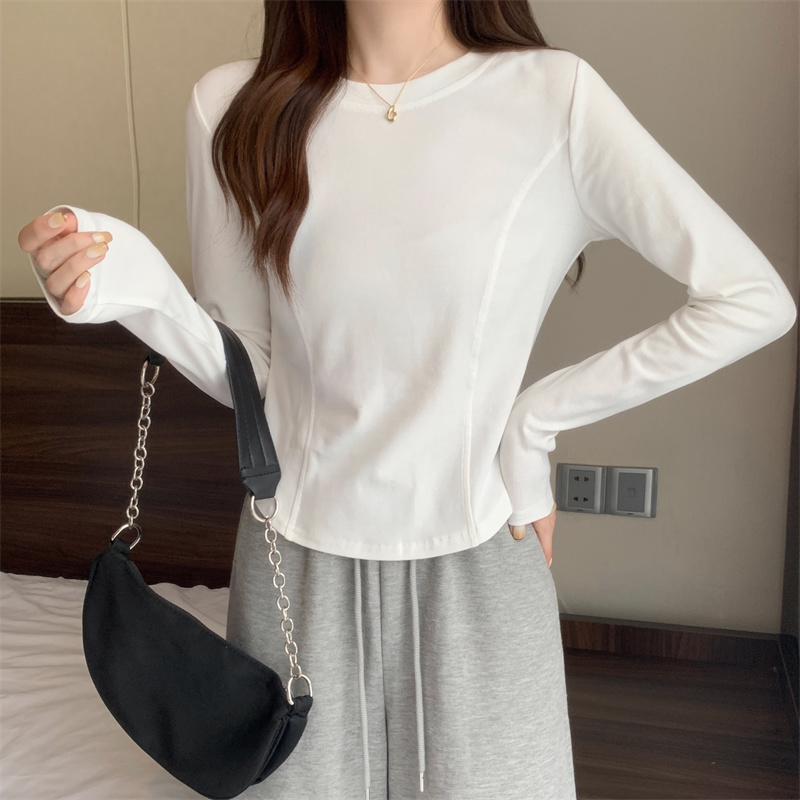White niche chic self-cultivation bottoming shirt women early autumn outer wear sweet hot girl slim design sense long-sleeved T-shirt women