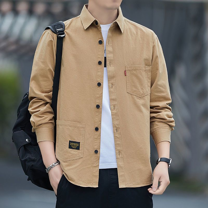 2022 new high-end non-ironing loose shirt men's long-sleeved casual tooling shirt spring and autumn coat men's fashion