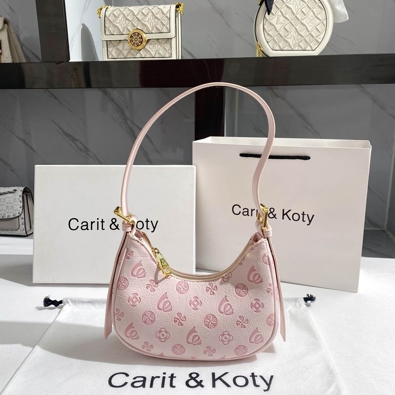 Carit Kty小眾粉色腋下包包女夏季2022新款潮通勤法棍單肩包月牙
