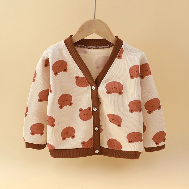 Children's Knitted Cardigan Small Children's Thin Coat Baby V-neck Spring and Autumn Tops Boys and Girls All-match Fashion