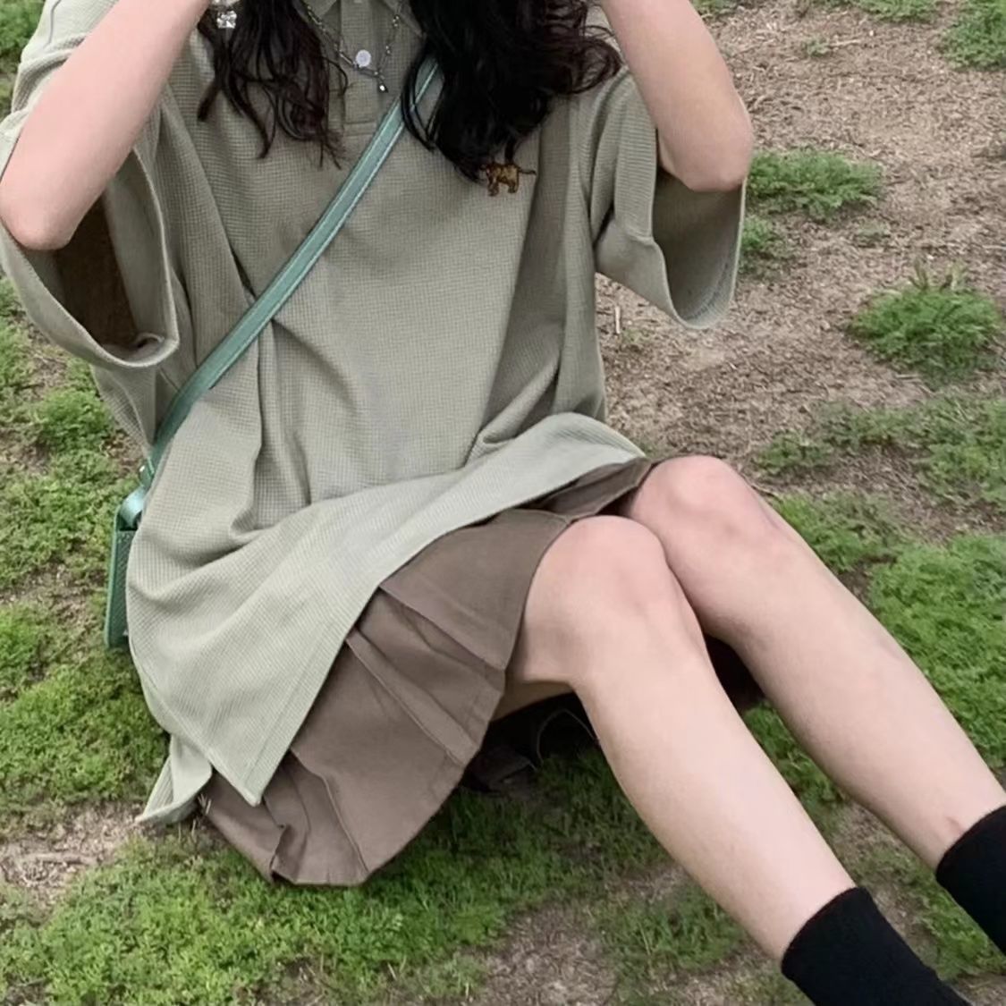 Short-sleeved polo shirt female Harajuku bf style t-shirt student Korean version loose summer wild half sleeve lapel top ins