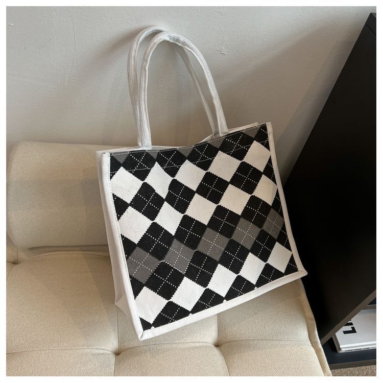 Damernas casual canvas tote väska för vardag och studier_voghion.com