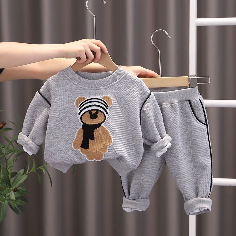 Baby Autumn Suit Foreign Style Boys Casual Clothes Spring and Autumn Net Red Children Autumn Cartoon Sports Sweater Trend