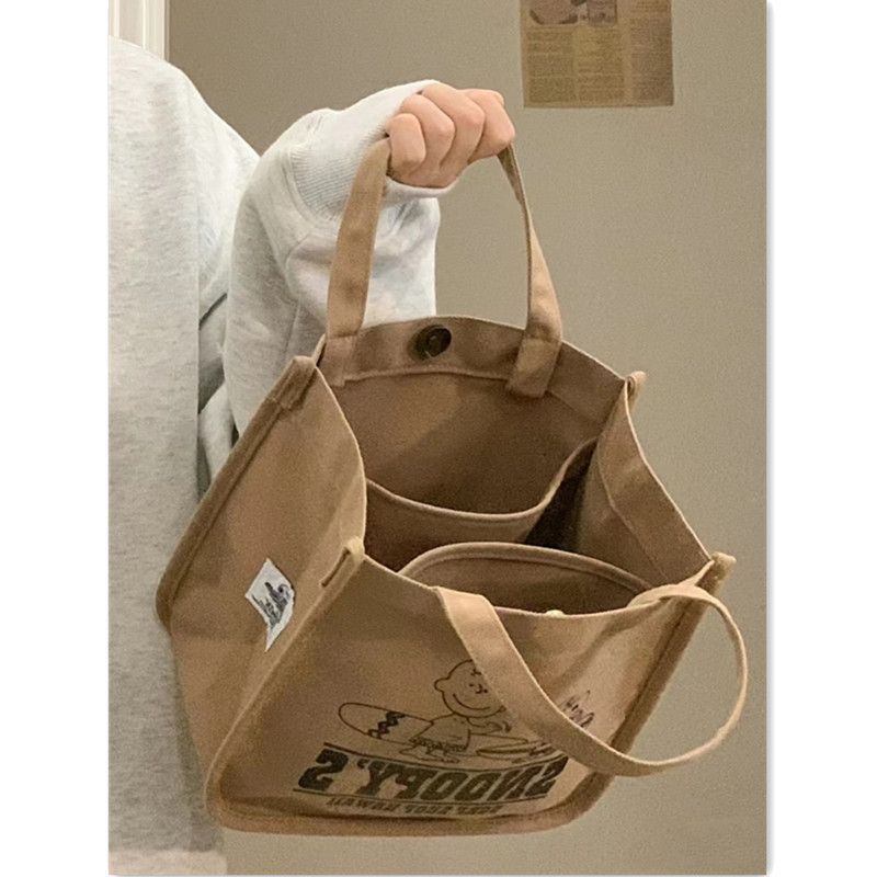 Drinking Talk DrinKing New Snoopy Canvas Bag Cartoon Portable Large Capacity Tote Bag Storage Bag