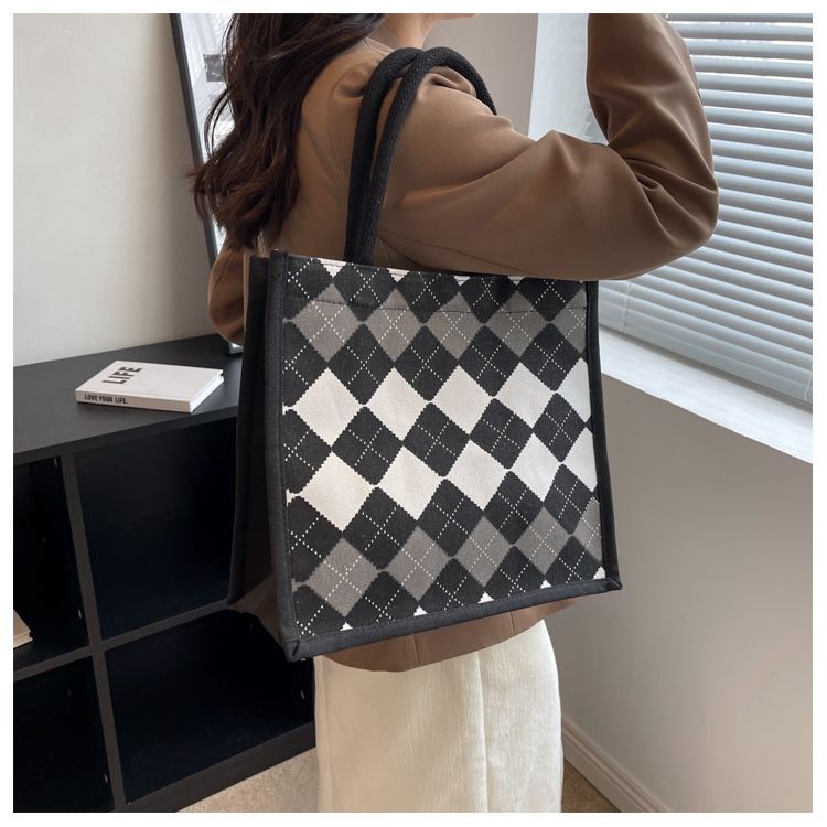 Damernas casual canvas tote väska för vardag och studier_voghion.com
