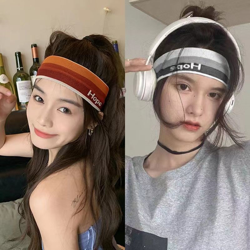 Summer fitness sports girl headband matching color gradient color running sweat-absorbing anti-perspirant headband yoga sweat-guiding headband