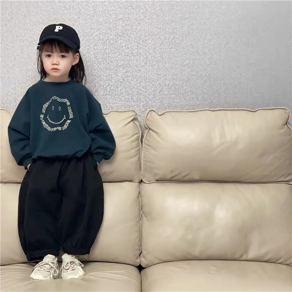 韩版新款童装男女童宝宝卡通笑脸卫衣春秋儿童宽松长袖套头上衣