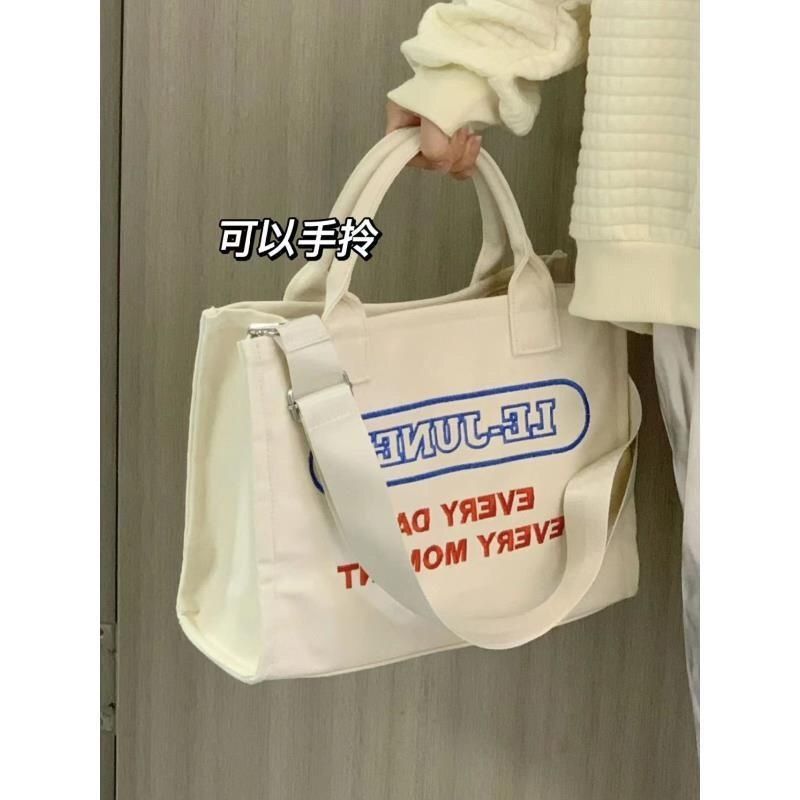 Student literary alphabet canvas bag female  new portable class commuter bag shoulder Messenger bag tote bag