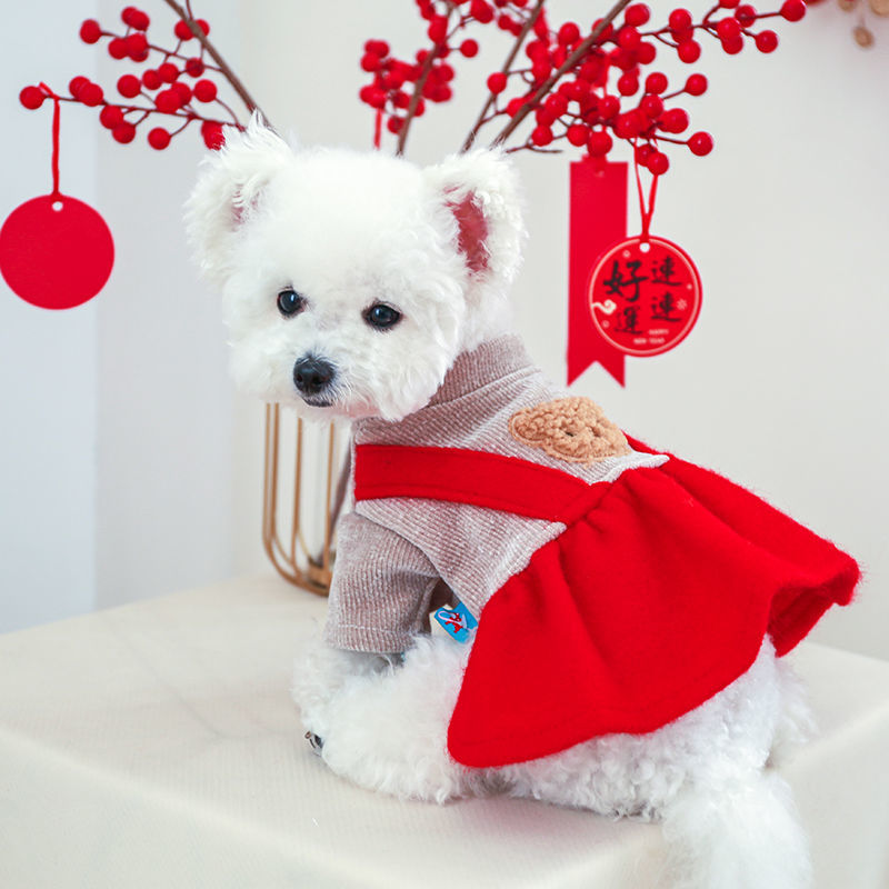 圣诞蓬蓬纱裙宠物狗狗小型犬猫衣服秋冬可爱泰迪猫咪博美比熊衣服