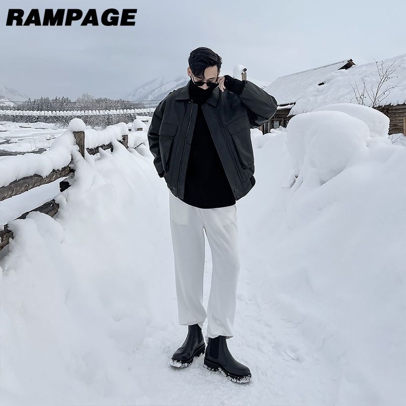 Rampage美式经典复古工装夹克男女同款休闲宽松翻领情侣牛仔外套