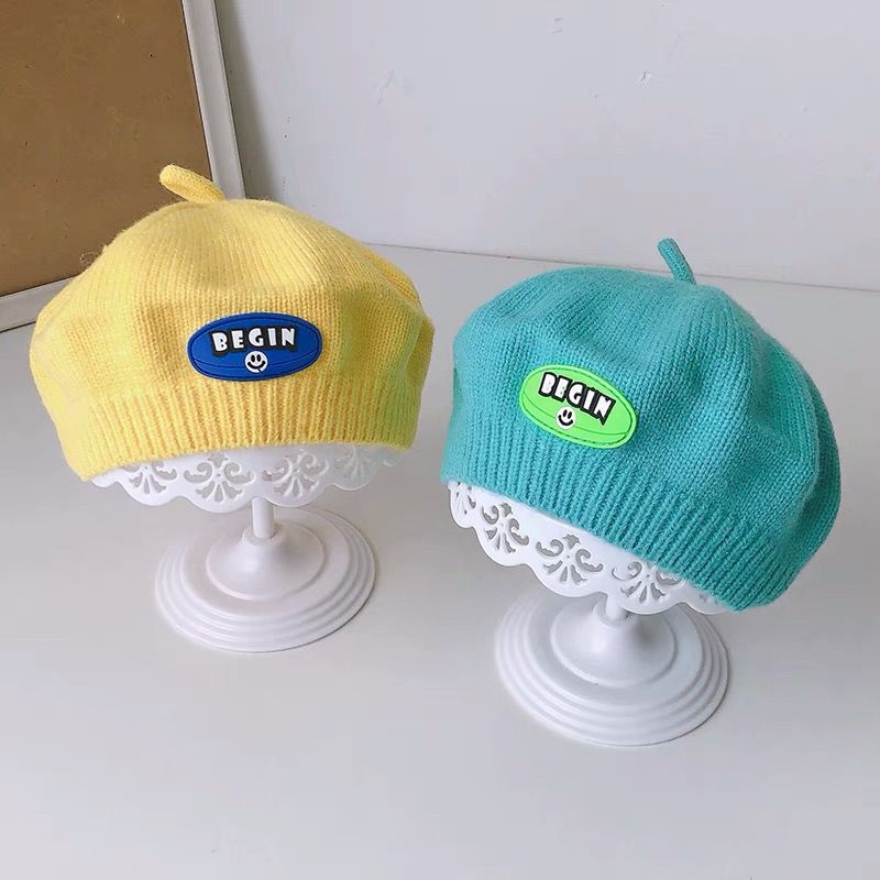 小月龄婴幼儿帽子秋季冬款韩版男女宝宝针织毛线贝雷帽洋气画家帽