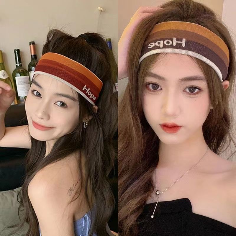 Summer fitness sports girl headband matching color gradient color running sweat-absorbing anti-perspirant headband yoga sweat-guiding headband