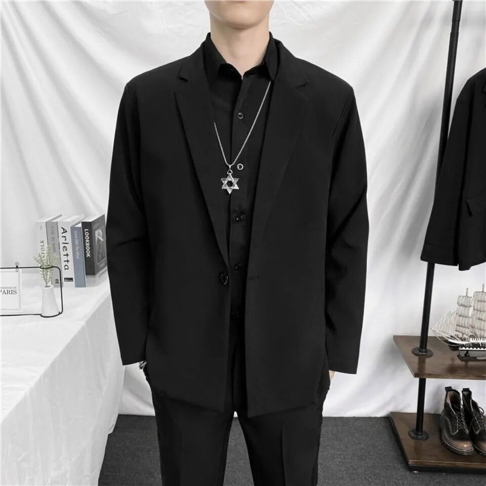 [Four-piece suit] Small suit suit men's Korean version of the tide brand loose uniform ins casual class suit suit jacket