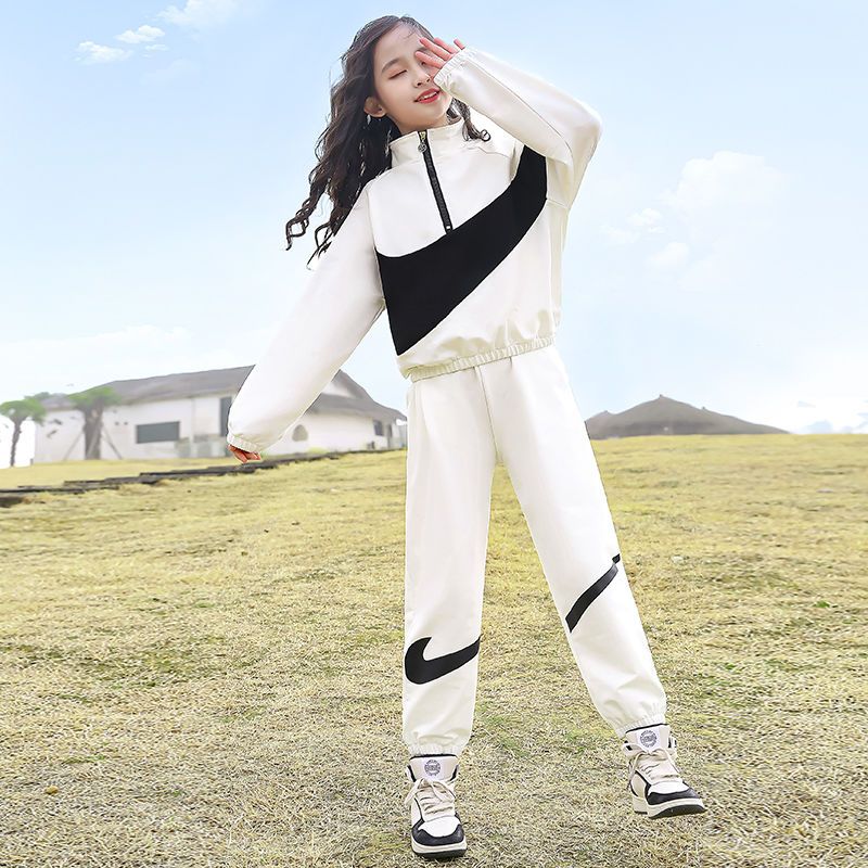 女童春季套裝2023新款中大童兒童休閒衛衣兩件套女孩網紅衛衣套裝