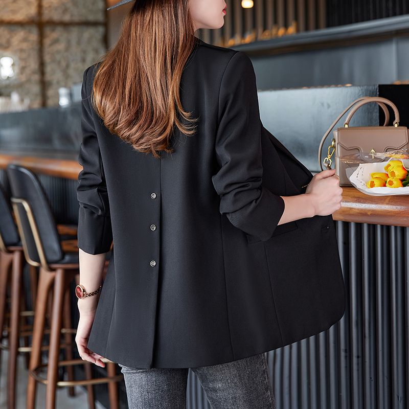 Black Fried Street Casual Suit Jacket Women's Spring and Autumn  New Style This Year Popular Korean Version Loose Small Suit Top