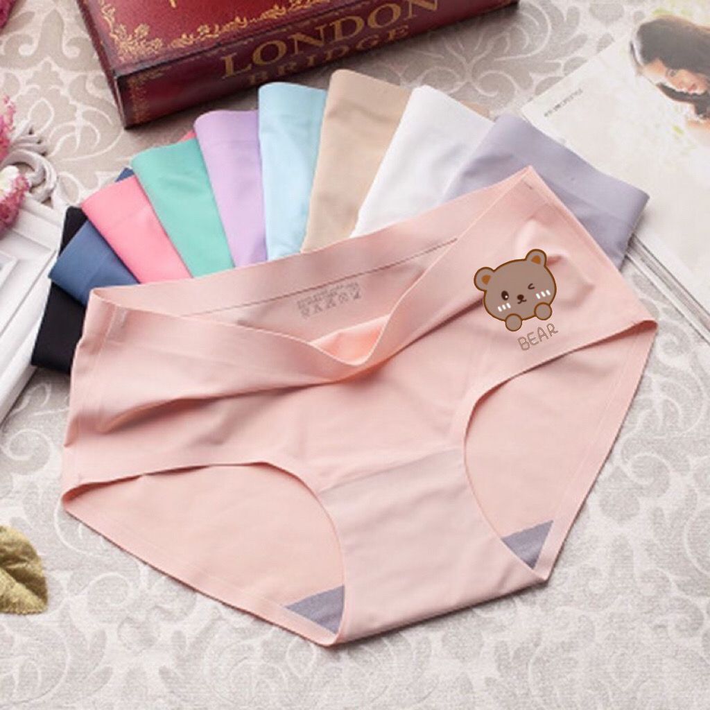 4 packs of seamless underwear women's sexy mid-waist ice silk one-piece elastic loose breathable briefs top girls' pants