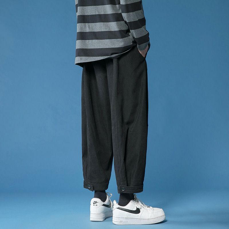 Overalls men's spring and autumn trendy sports pants straight wide-leg pants spring and autumn cropped trousers trendy brand casual trousers