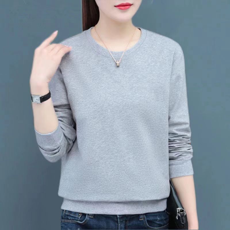 高檔灰色衛衣女寬鬆韓版2023春秋新款洋氣遮肚顯瘦百搭女長袖衛衣