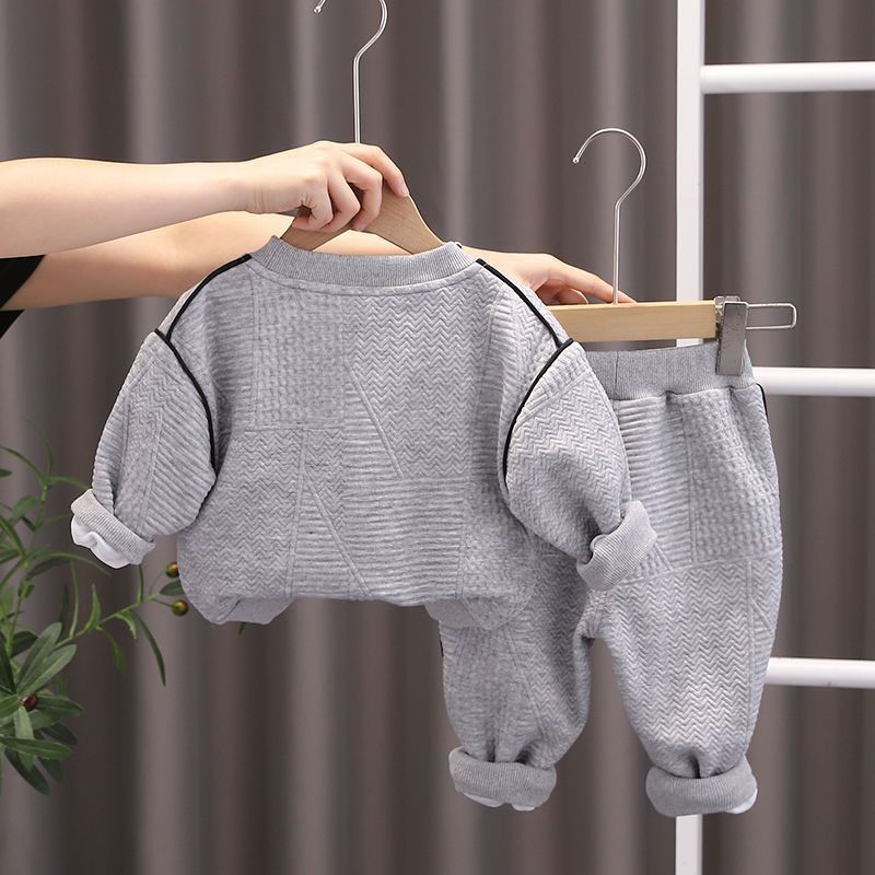 2022男童秋装小熊印花套装新款儿童衣服两件宝宝男孩针织卫衣潮衣