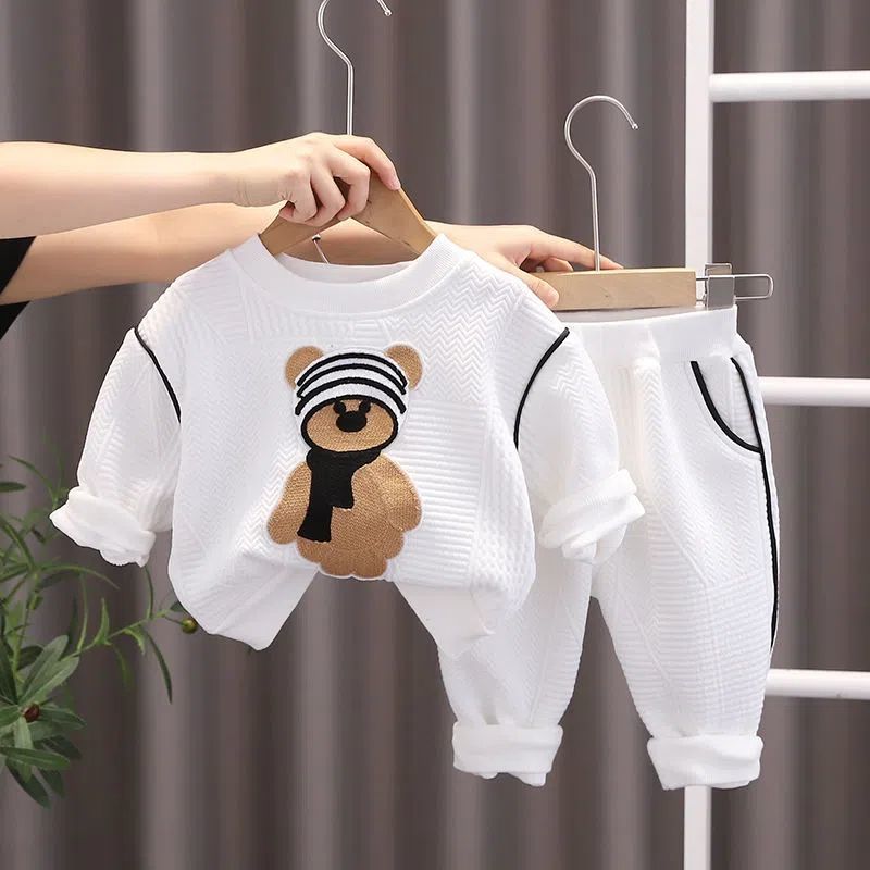 2022男童秋装小熊印花套装新款儿童衣服两件宝宝男孩针织卫衣潮衣