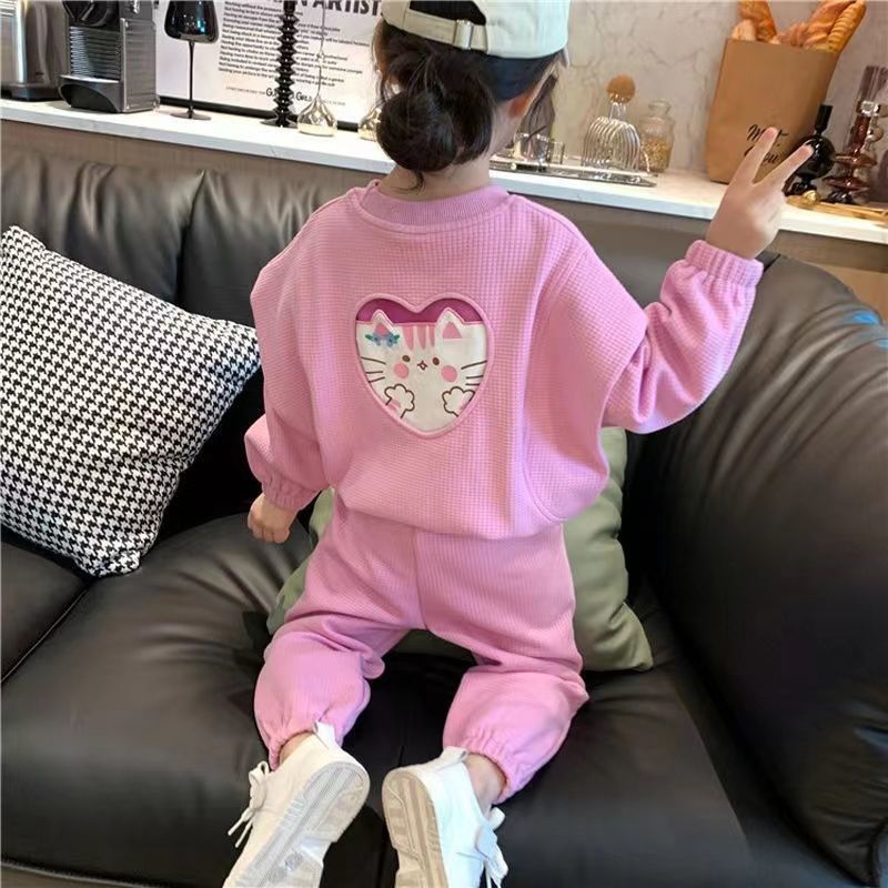 女童春裝套裝2023新款開春洋氣兒童衛衣長褲中大童休閒分體兩件套