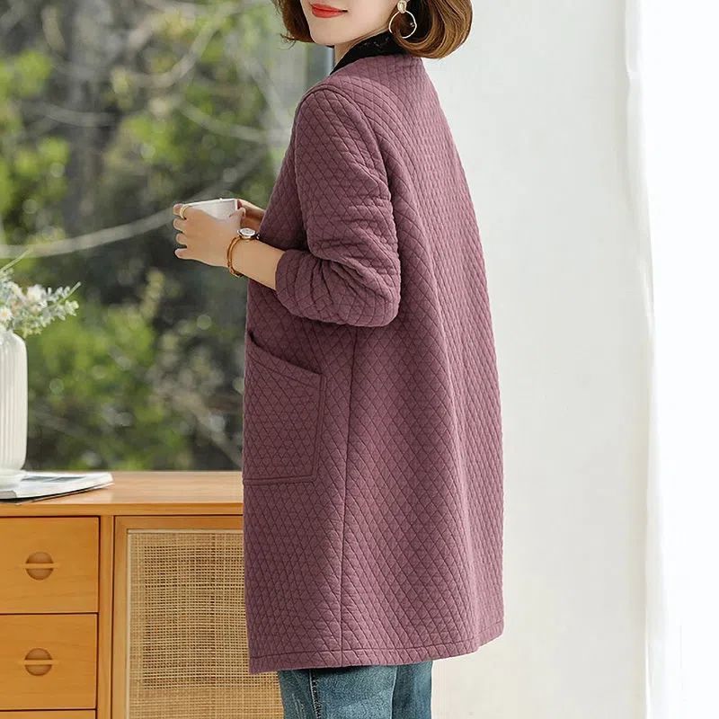 Spring and autumn new windbreaker coat mother's wear February and August coat large size loose casual mid-length thin windbreaker coat