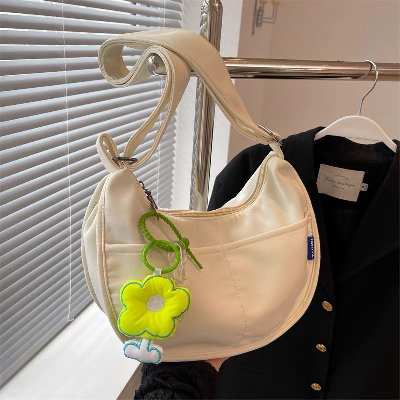 Canvas bag female  new large-capacity simple college students commuting to class one-shoulder Messenger bag ins dumpling bag