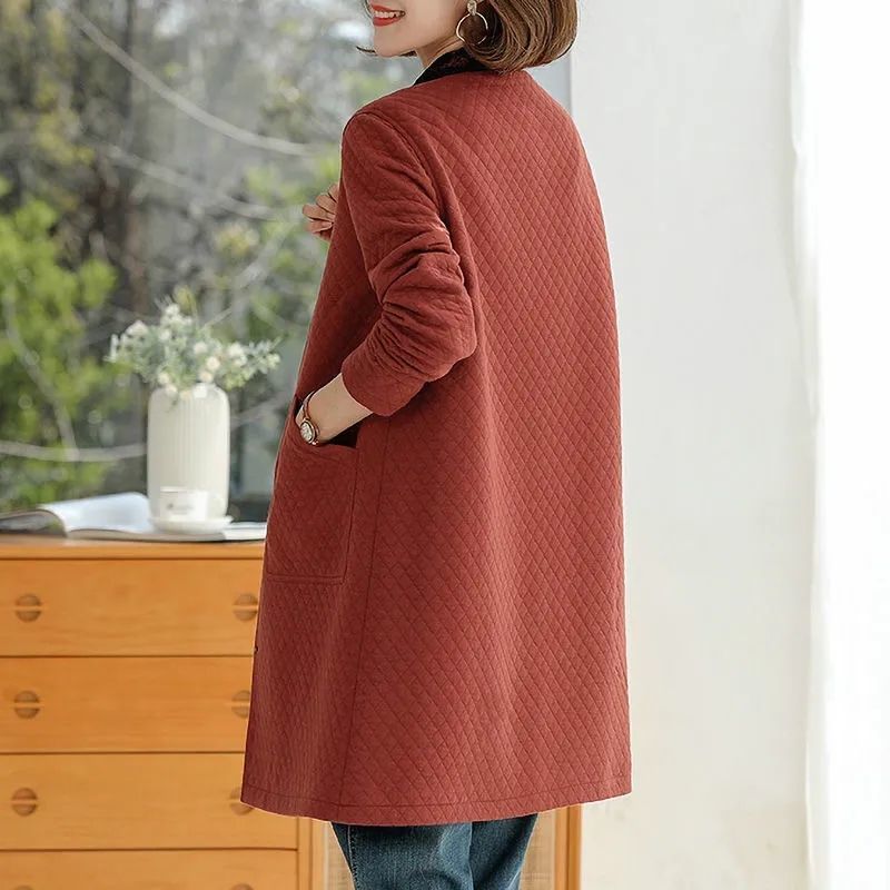 Spring and autumn new windbreaker coat mother's wear February and August coat large size loose casual mid-length thin windbreaker coat