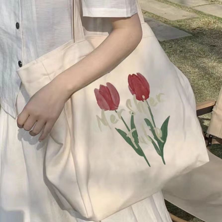 帆布包女2022新款ins森系大容量單肩包韓版小清新學生上課托特包