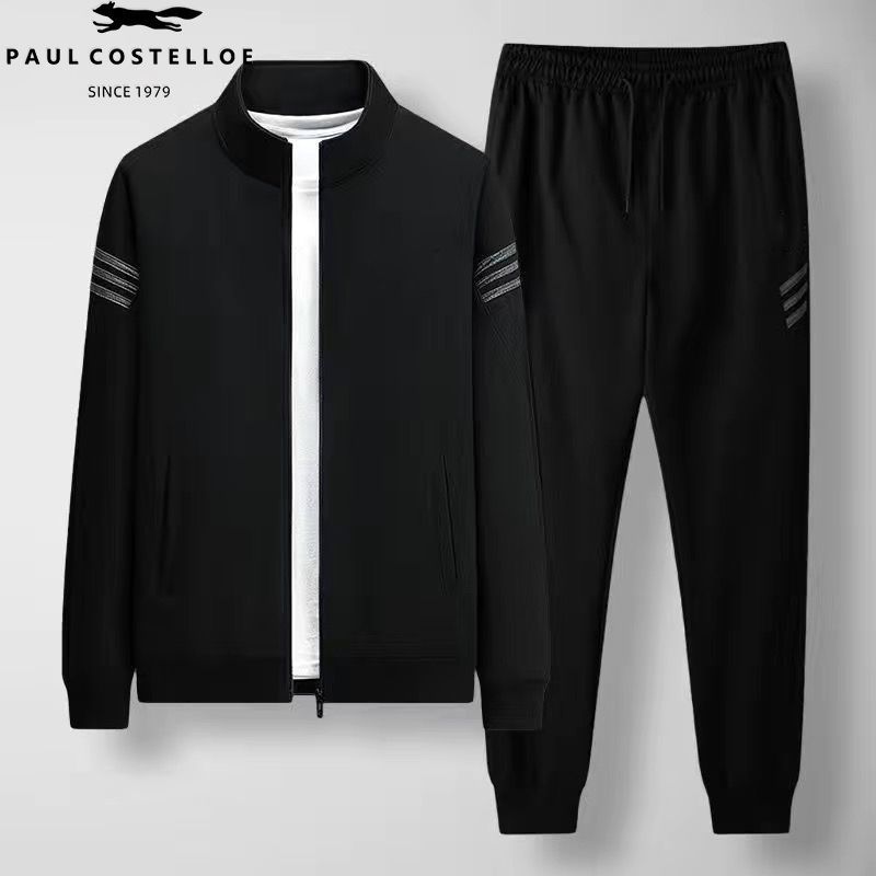保罗科斯特洛秋季运动套装男长袖卫衣大码休闲套装男装三件套外套