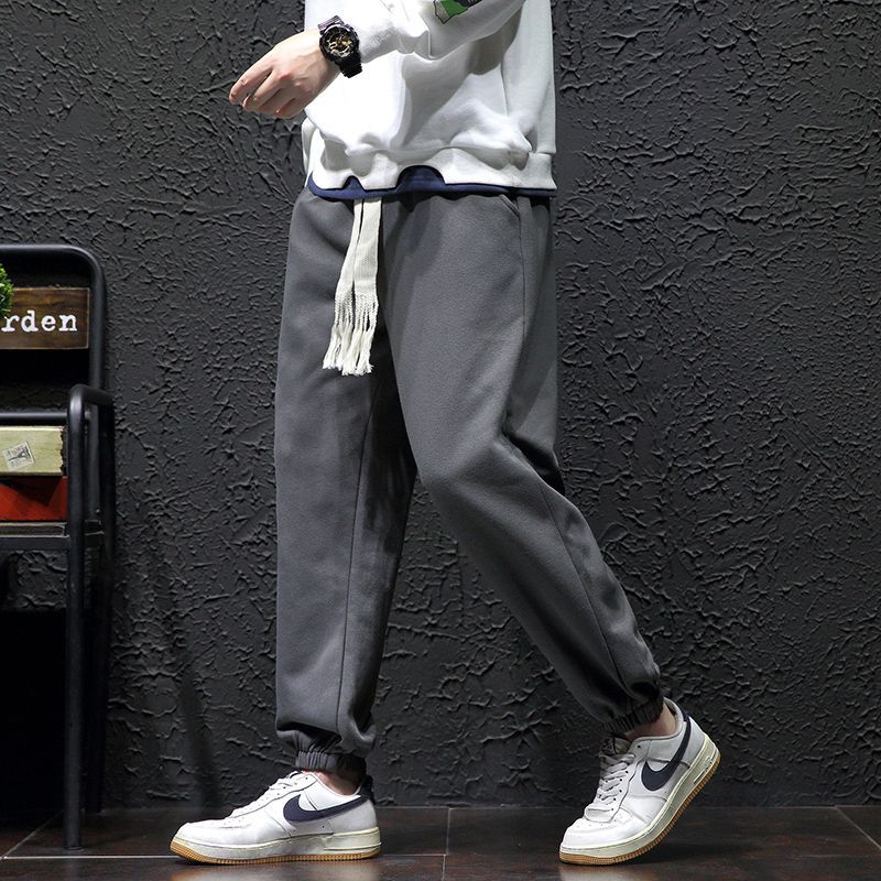 Men's Spring Sweatpants Casual Pants Men's Japanese Retro Simple Loose Plus Size Pants Solid Color Long Pants Men