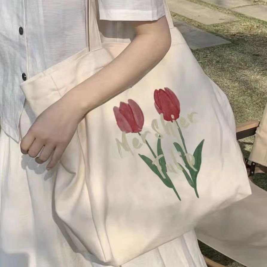 帆布包包女2022新款ins森系大容量單肩包韓版百搭女學生上托特包