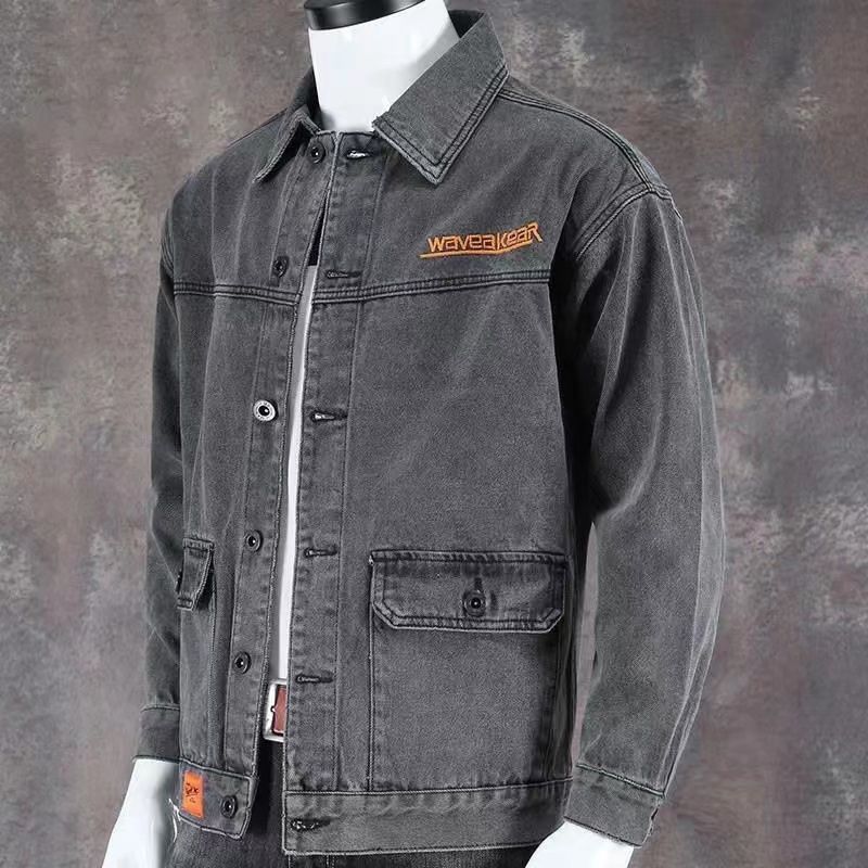 Spring and autumn denim jacket 2022 new Japanese trendy brand high-end multi-pocket tooling loose large size men's jacket